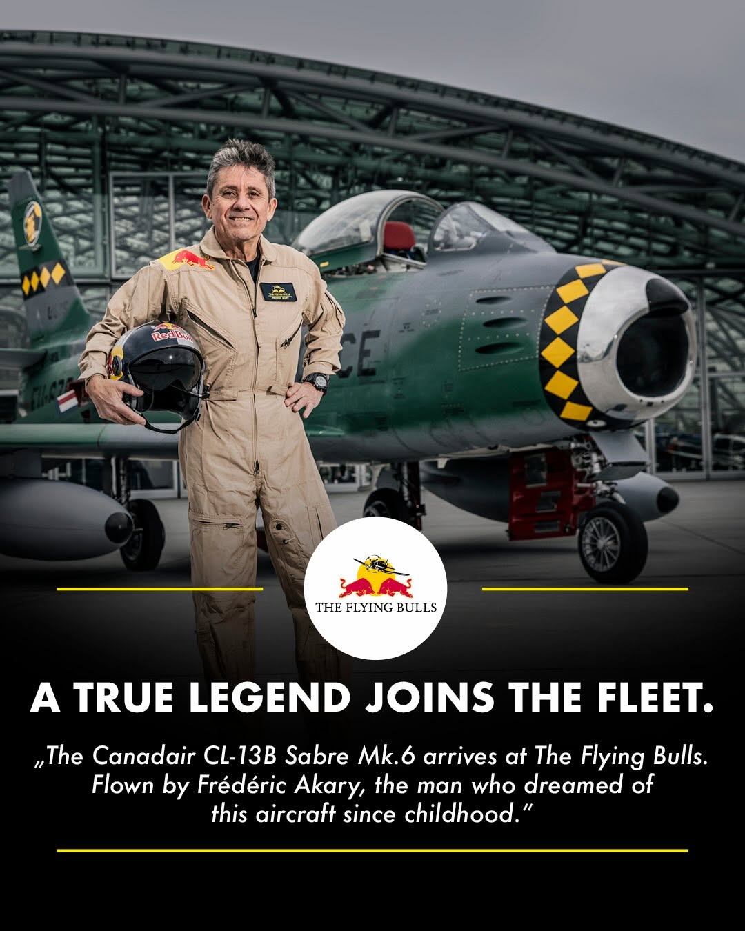 Frédéric Akary with the F86 Sabre at The Flying Bulls